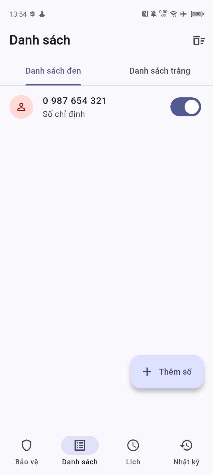 Call Blocker blacklist and whitelist